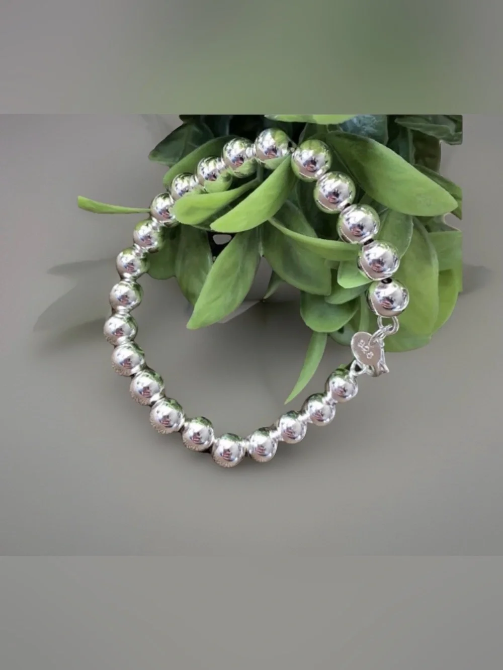 Sterling Silver 925~6MM Beaded Highly Polished~ 8inch Bracelet 🍃🆕🍃